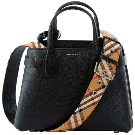 burberry small banner leather bag|Burberry checked canvas tote bag.